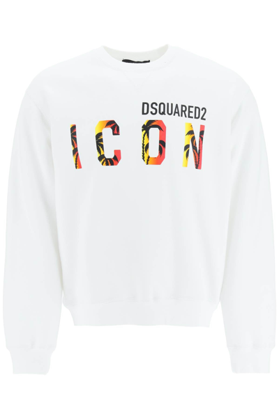 Dsquared2 Icon Sunset Crewneck Sweatshirt In White