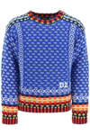 Dsquared2 Intarsia-knit Logo-embroidered Jumper In Blue