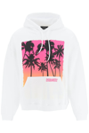 Dsquared2 Palm-tree Print Cotton Hoodie In Multicolor