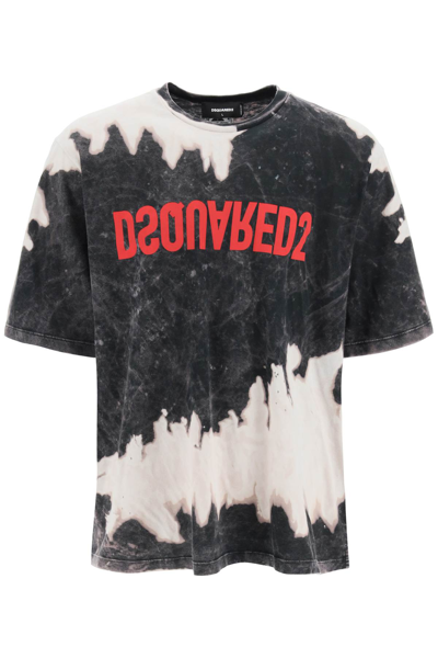 Dsquared2 Mens Tie-dye T-shirt Vintage Black In Multi-colored