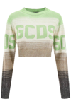 Gcds Logo-print Ombré Cropped Jumper In Green