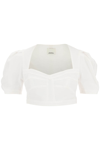 Isabel Marant Fania Puff-sleeve Crop Bustier Top In White