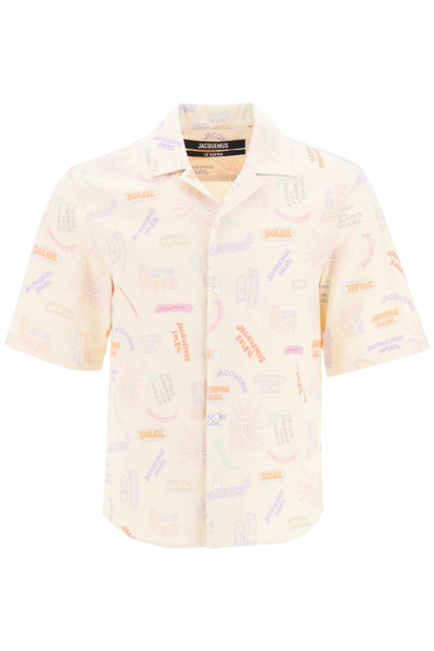 Jacquemus La Chemise Jean-print Shirt In Beige,multicolor