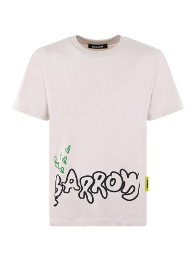 Barrow Graphic-print Cotton T-shirt In Beige