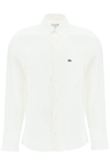 Lacoste Light Linen Shirt In Blue