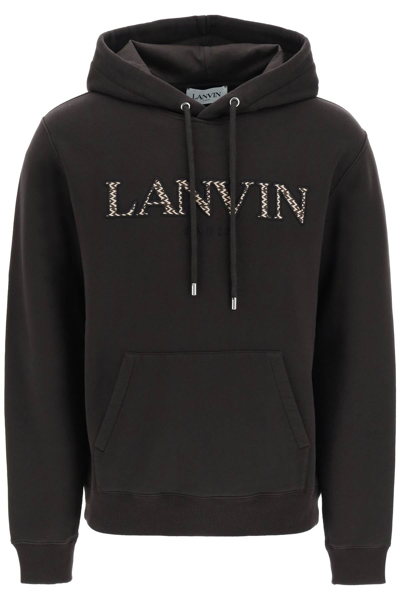 Lanvin Logo Embroidery Hoodie In Brown
