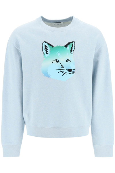 Maison Kitsuné Vibrant Fox Head Sweatshirt In Blue