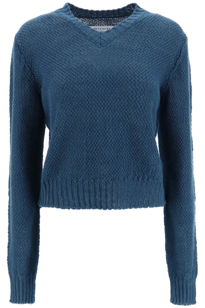 Maison Margiela Boucle Sweater True Hemp In Blue