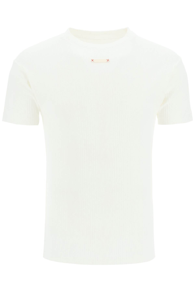Maison Margiela Ribbed Cotton T-shirt Men In White