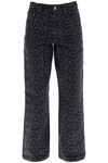 Marc Jacobs Monogram Patterned Straight Leg Jeans In Black