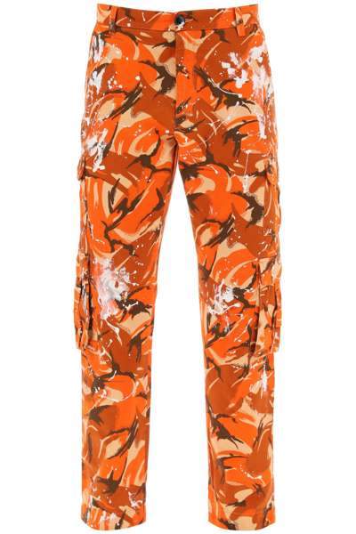 Martine Rose Paint Splatter Camouflage-print Trousers In Orange