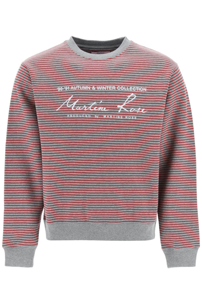 Martine Rose Striped Crewneck Sweatshirt Featuring Logo Print In Multicolor