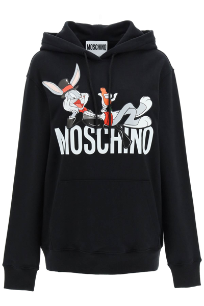 Moschino Bugs Bunny Print Hoodie In Black