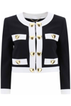 Moschino Cropped Jacket With Heart-shaped Buttons In Multicolor