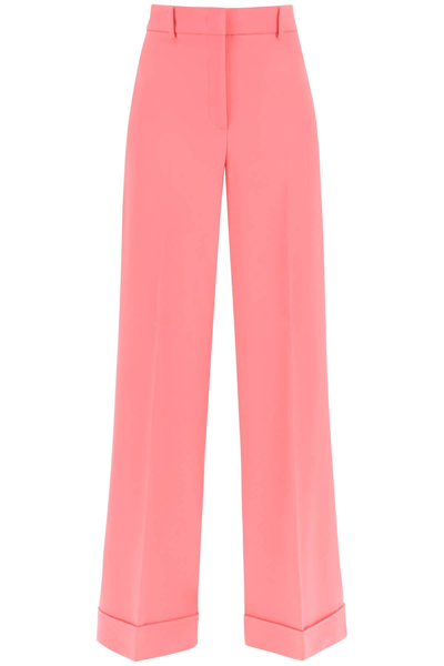 Moschino High Waist Wide Leg Trousers In Pink