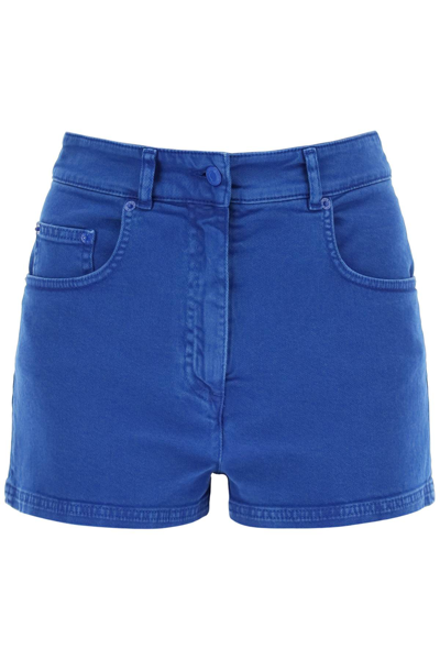 Moschino Garment Dyed Denim Shorts In Blue