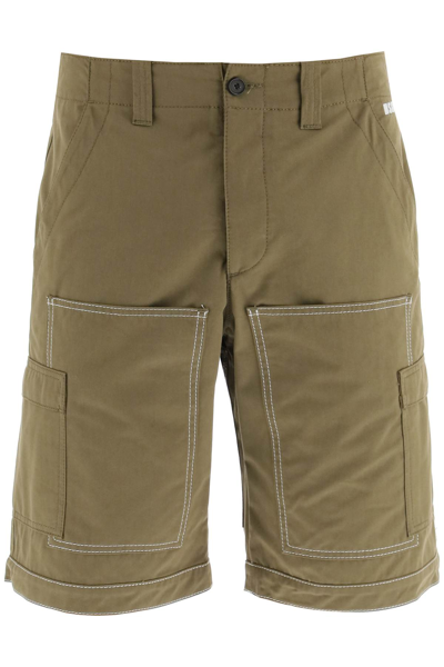 Msgm Plain Cotton Bermuda Shorts In Olive