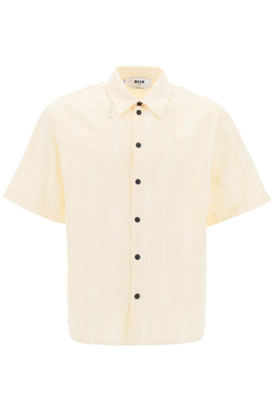 Msgm Textured-finish Cotton Shirt In White