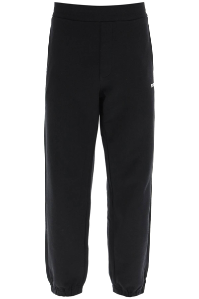 Msgm Rear Logo Print Track Pants In Black  