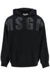 Msgm Black Printed Hoodie In Black