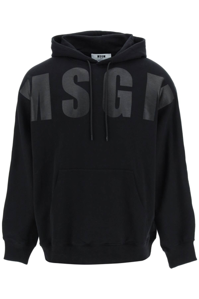 Msgm Logo Print Hoodie In Black