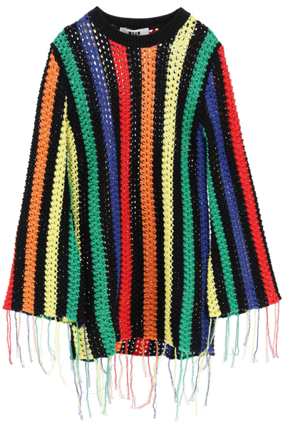 Msgm Gestreifter Pullover Aus Baumwolle In Multicolor