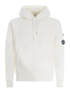 C.p. Company Relaxed Fit Hooded Sweatshirt With Kangaroo Pocket In White