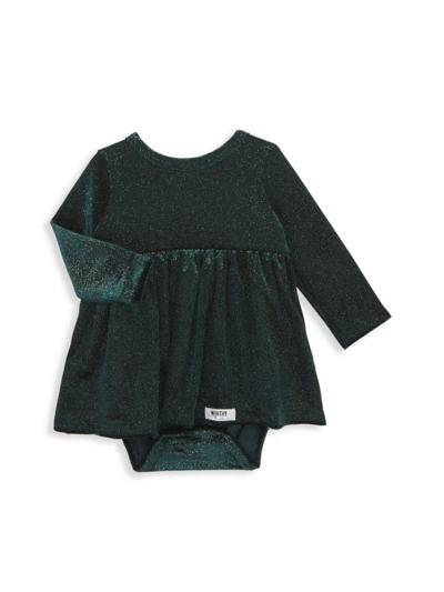 Worthy Threads Baby Girl's & Little Girl's Velour Long-sleeve Dress In Emerald Sparkle
