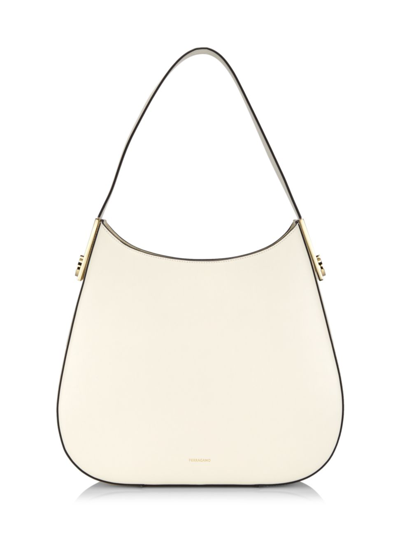 Ferragamo Medium Hobo Leather Bag In Mascarpone