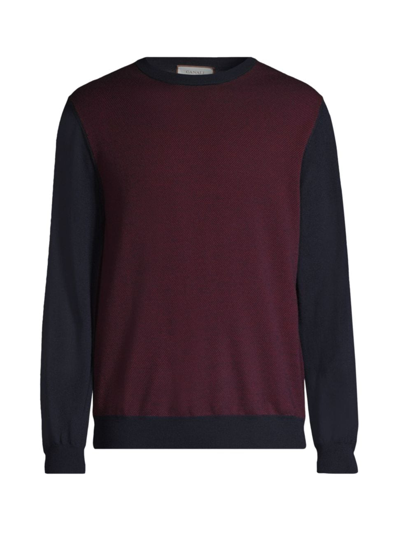 Canali Men's Wool Crewneck Sweater In Dark Blue