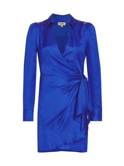 L Agence Amani Wrap Dress In Bright Cobalt