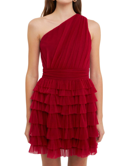 Endless Rose Tiered Tulle Mini Dress In Red
