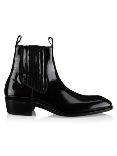 Tom Ford Men's Patent Leather Chelsea Boots In Black