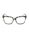 Tom Ford Women's 56mm Square Blue Block Glasses In Vintage Black Havana