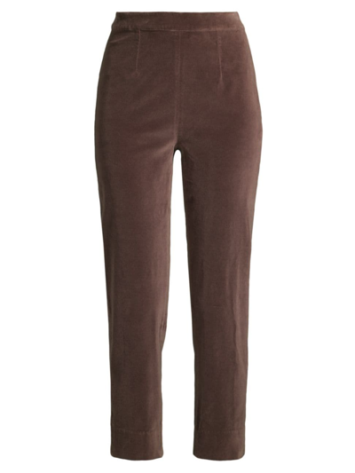 Frances Valentine Women's Lucy Stretch-velvet Cigarette Trousers In Chocolate