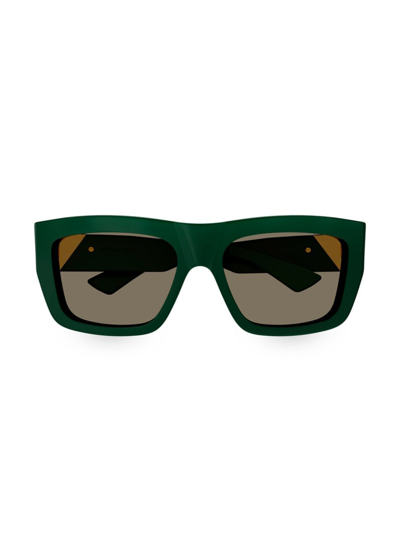 Bottega Veneta Bv1178s Acetate & Metal Rectangle Sunglasses In Green