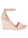 Valentino Garavani Women's Rockstud Leather Wedge Espadrilles In Rose