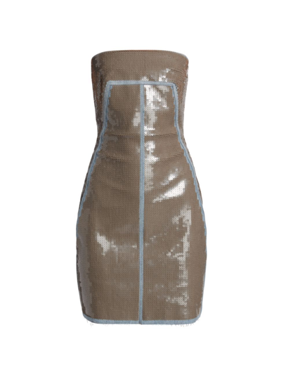 Rick Owens Sequin-embellished Denim Strapless Dress In Blue Dust