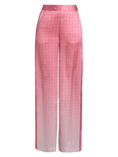 Casablanca Degrade Print Side-stripe Straight-leg Silk Trousers In Pink