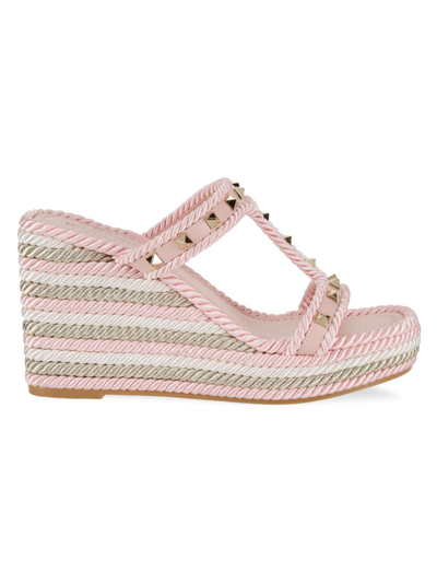 Valentino Garavani Women's Rockstud Espadrille Wedge Sandals In Rose Multi