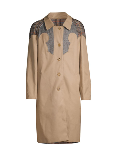 MAISON MARGIELA MEN'S REVERSIBLE PLAID PANELED TRENCH COAT