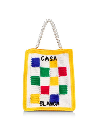 Casablanca Crochet Mini Bag In White