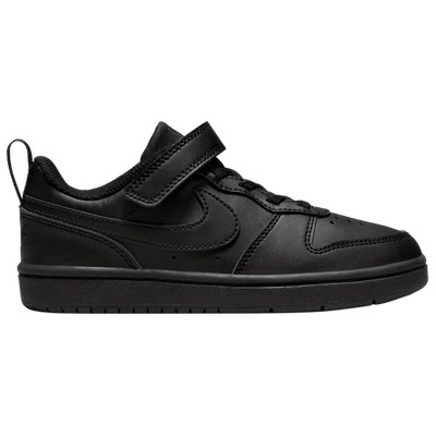 Nike Little Kids' Court Borough Low Recraft Stretch Lace Casual Shoes In Black/black/black