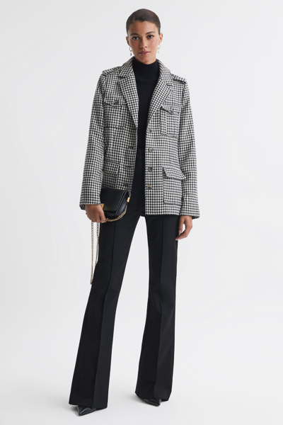 Paige Dogtooth Single Breasted Jacket In Black/ecru
