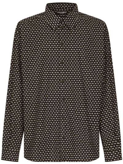 Dolce & Gabbana Monogram Long-sleeved Shirt In Dg Micro