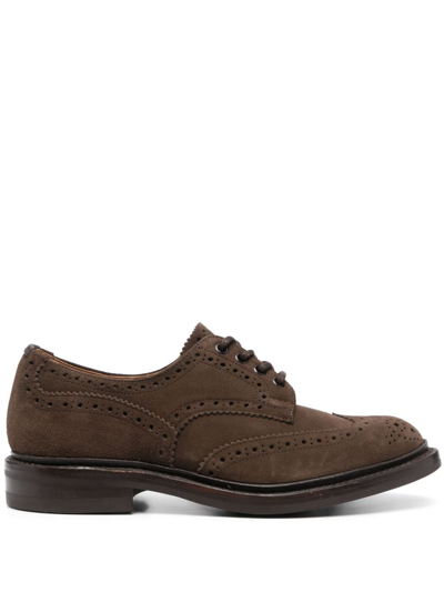 Tricker's Light Lace-up Suede Round Toe In Brown