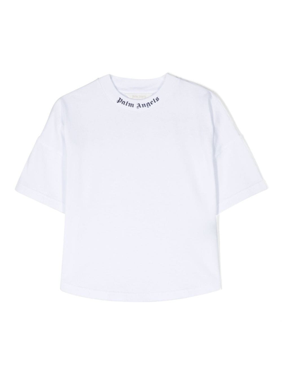 Palm Angels Logo Print Boxed-fit T-shirt In White