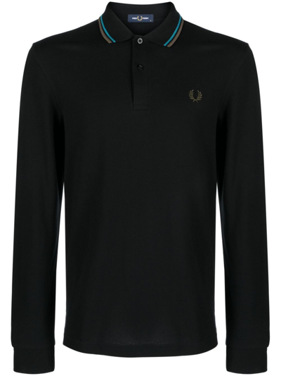 Fred Perry Fp Long Sleeve Twin Tipped Shirt In Black