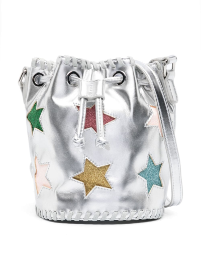 Stella Mccartney Kids' Metallic Stella Star Shoulder Bag In Silver