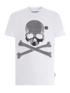 Philipp Plein Crew Neck Skull And Crossbones T-shirt In White